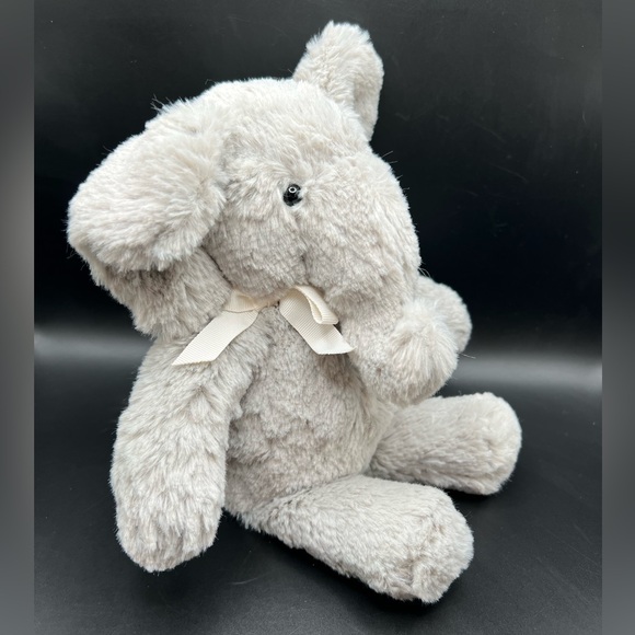 Pottery Barn Kids Other - Pottery Barn Kids 11” Gray Elephant White Ribbon 2019 Plush Stuffed Animal Soft
